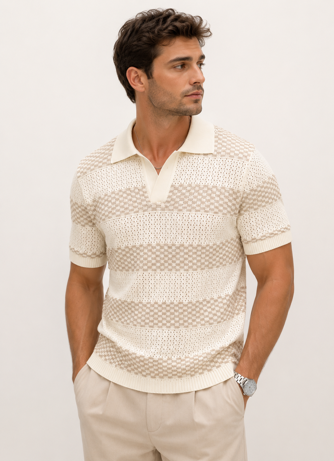Nolan Cable Knit Polo